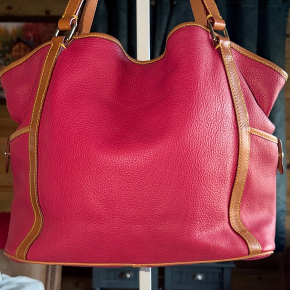 Dooney & Bourke Red and Tan Leather Tote - Picture 7 of 13